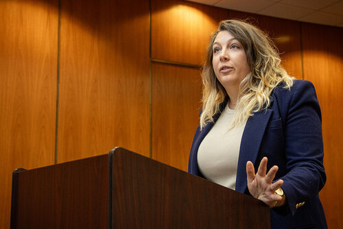 Photo of lawyer in courtroom