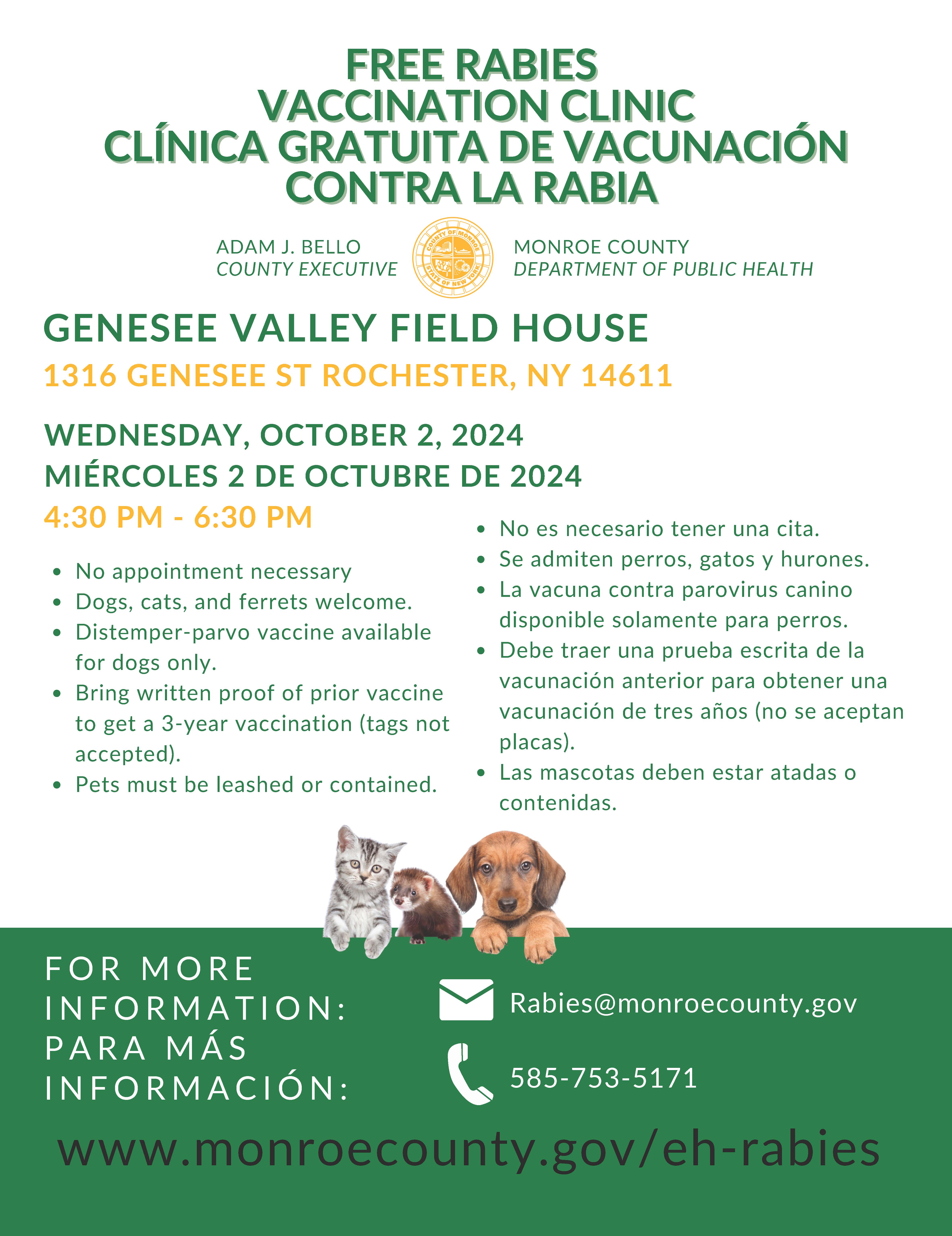 Free Rabies Vaccination Clinic 10.2.2024
