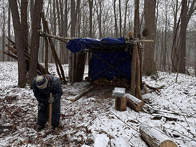 Photo of shelter in woods in Winter